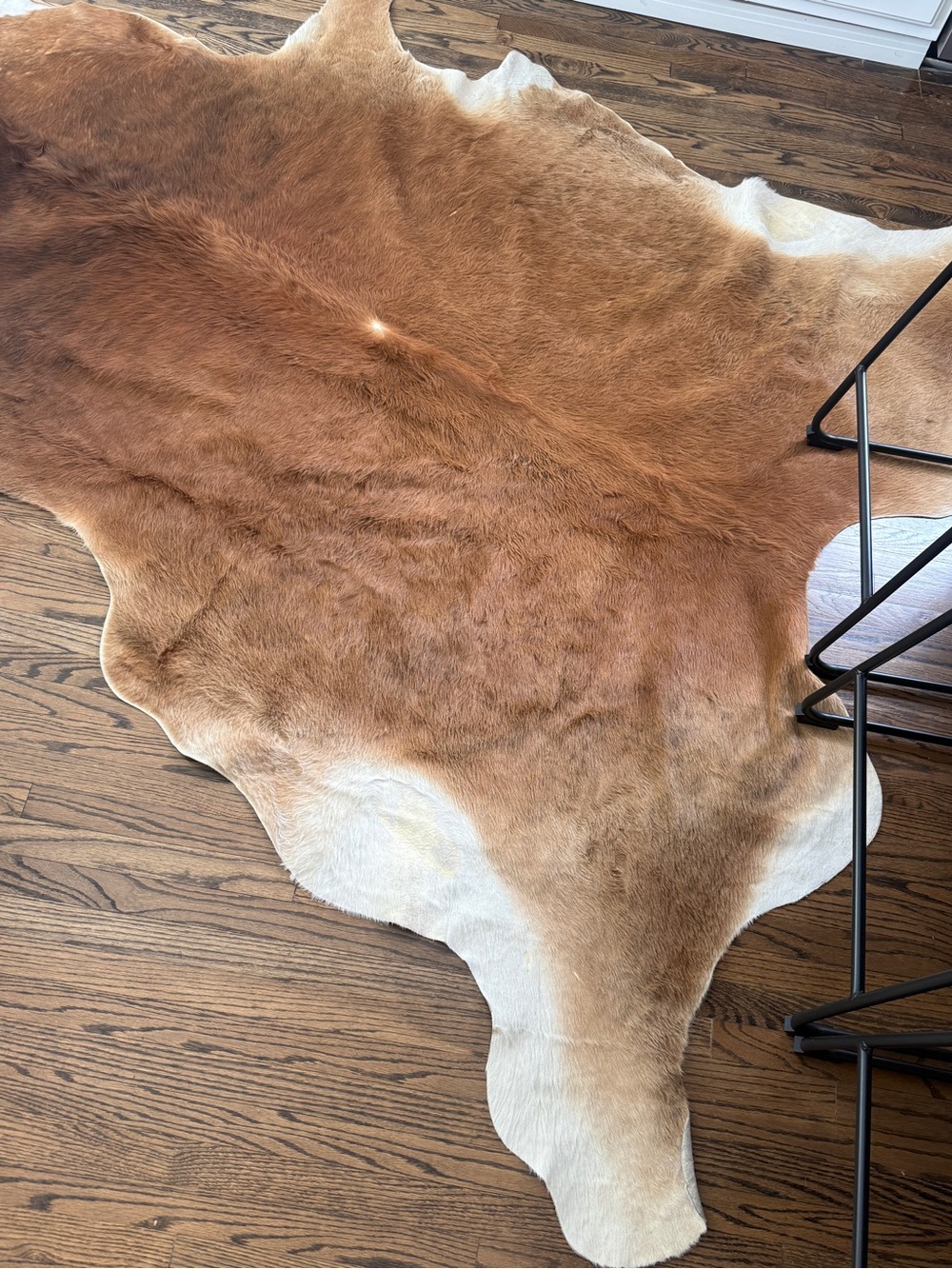 IKEA Koldby 100% cowhide fur leather Area rug Brown And Cream Large.